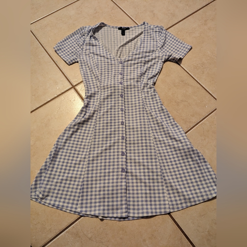 Purple and White Plaid Dress